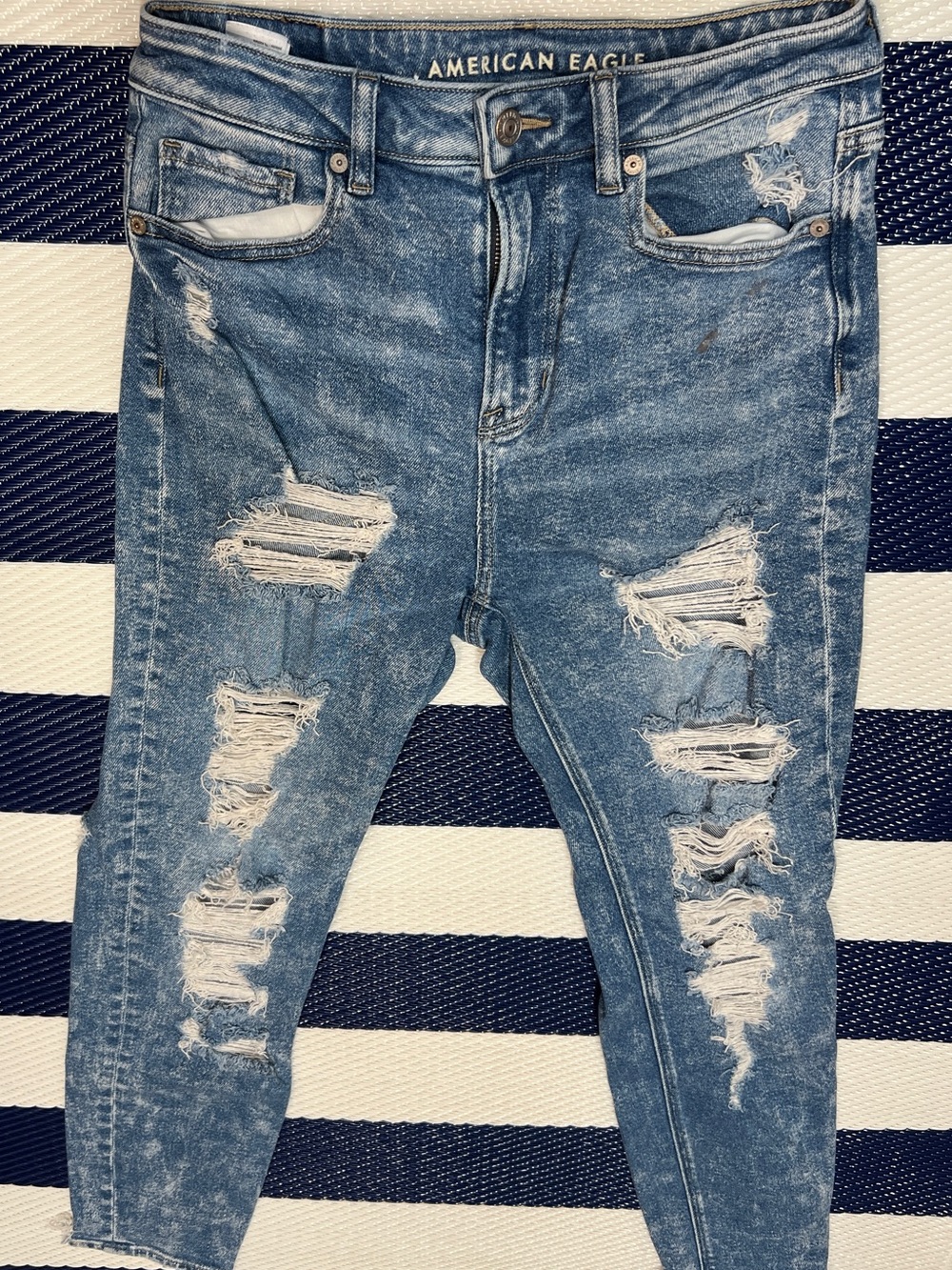 American Eagle Light Blue Distressed Ripped Jeans